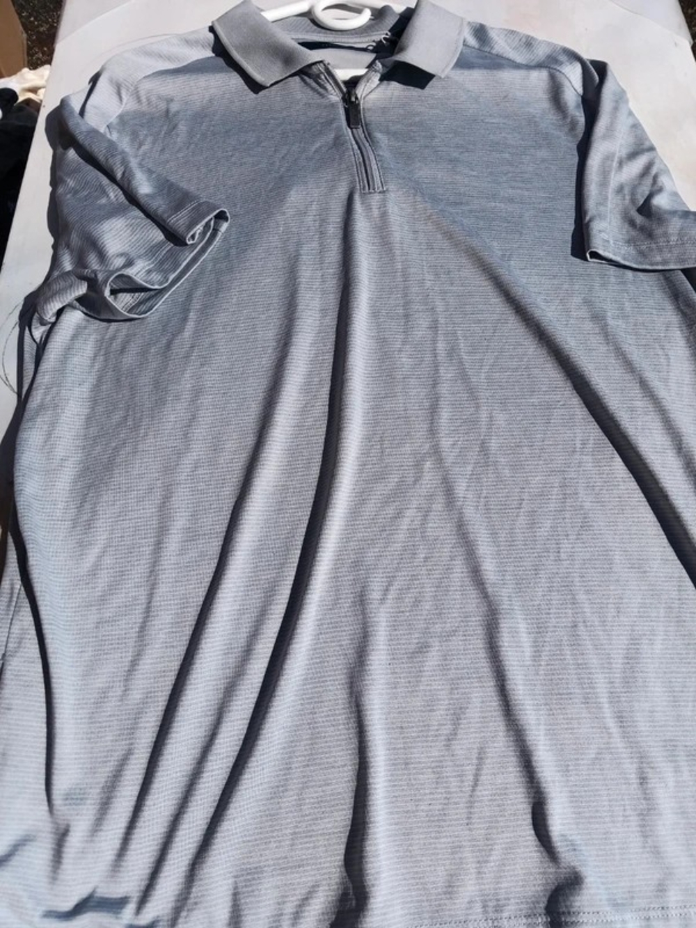 Perry Ellis Light Gray Short-Sleeve Polo with Zip